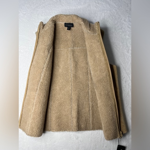 NWT Express Leather Sherpa Deadstock Two Way Zip Vest Y2K Sz M Bratz Ski Warm - Picture 10 of 12